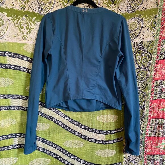🚨FINAL OFFER Under Armour Dark Teal StudioLux Fitted Moto Jacket Size Medium - Picture 8 of 14